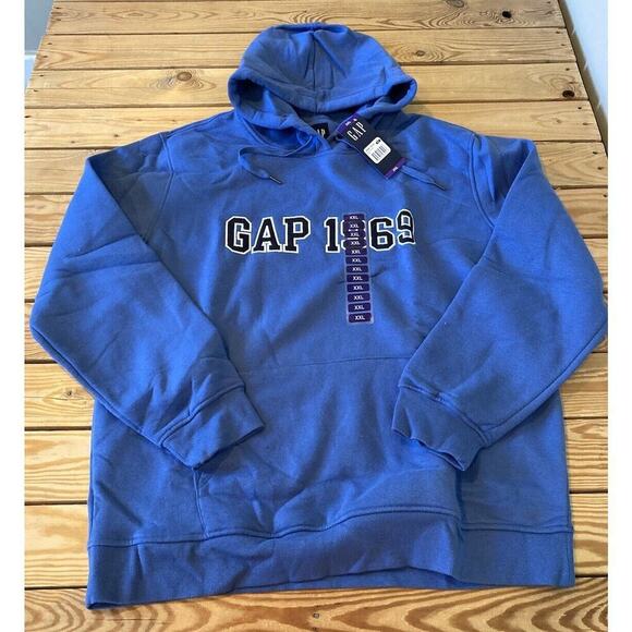 NWT $59.95 Gap Logo Hoodie Sweatshirt Size 2XL Men’s Blue - Picture 1 of 9